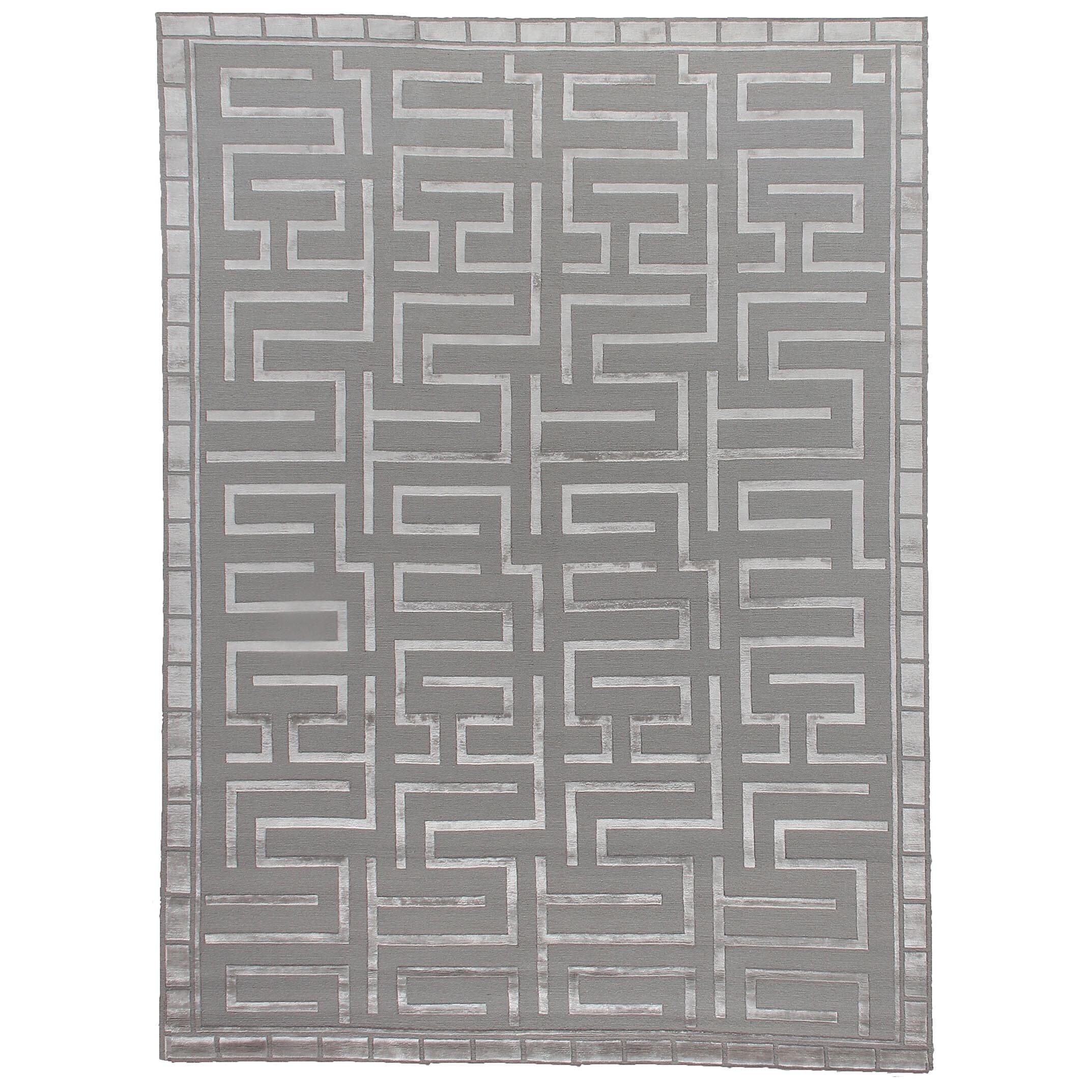 Exquisite Rugs Metro Velvet Silver New Zealand Wool And Silk Rug 10 X 14