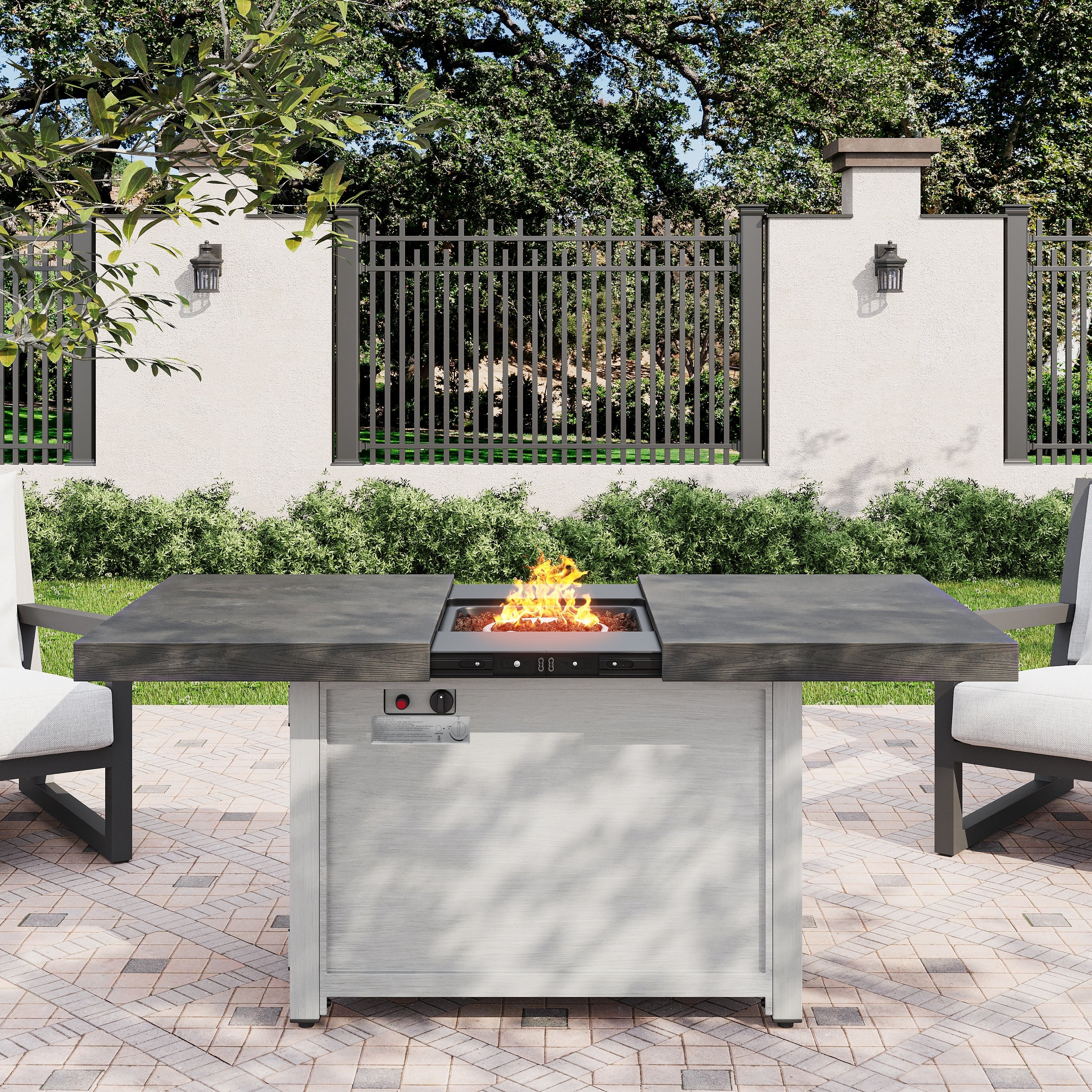 Extendable 50 000Btu Rectangle Aluminum Alloy Fire Pit Table