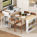 Extendable Dining Table With Folding Tabletop Bar Table With Drawers And Power Outlet Kitchen Island With Wheels And Hooks