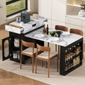 Extendable Dining Table With Folding Tabletop Bar Table With Drawers And Power Outlet Kitchen Island With Wheels And Hooks