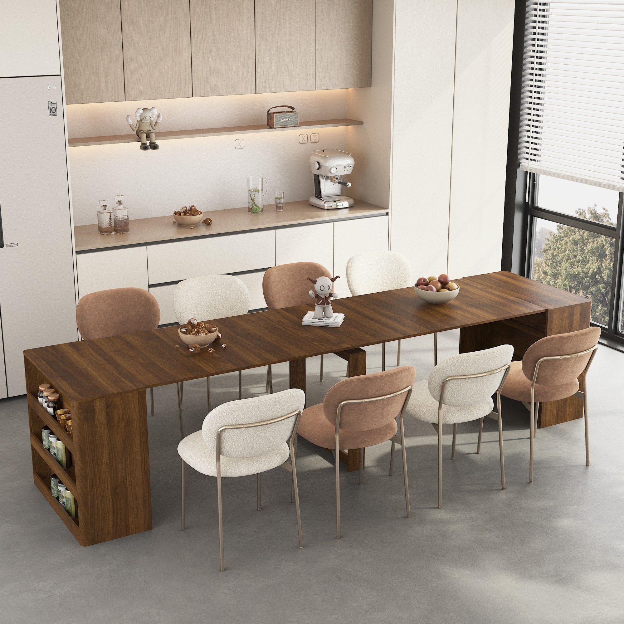 Extendable Foldable Dining Room Table For 1 10 People Wood Multifunctional Rectangle Expandable Console Kitchen Living Furniture