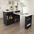 Extendable Kitchen Island Set With 2 Solid Wood Chairs