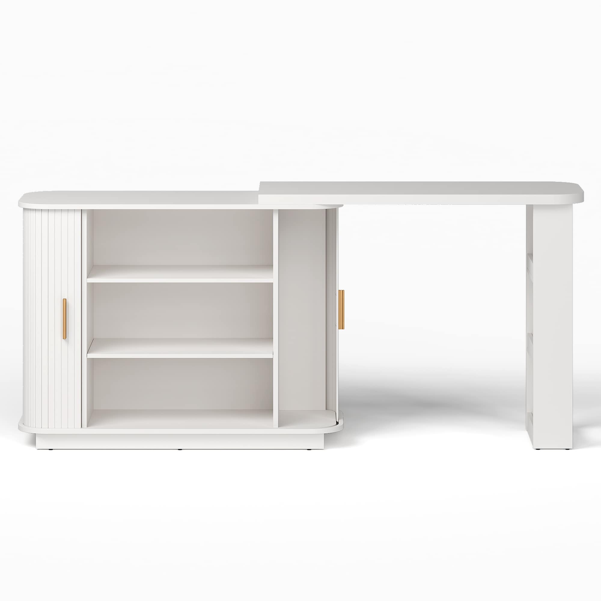 Extendable L Shaped Vanity Table With Roller Shutter