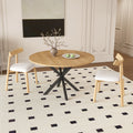 Extendable Round Dining Table Set For 2 6 Person 43 To 58 Inch Expandable Table With Carbon Steel Base 2 Solid Wood Chairs