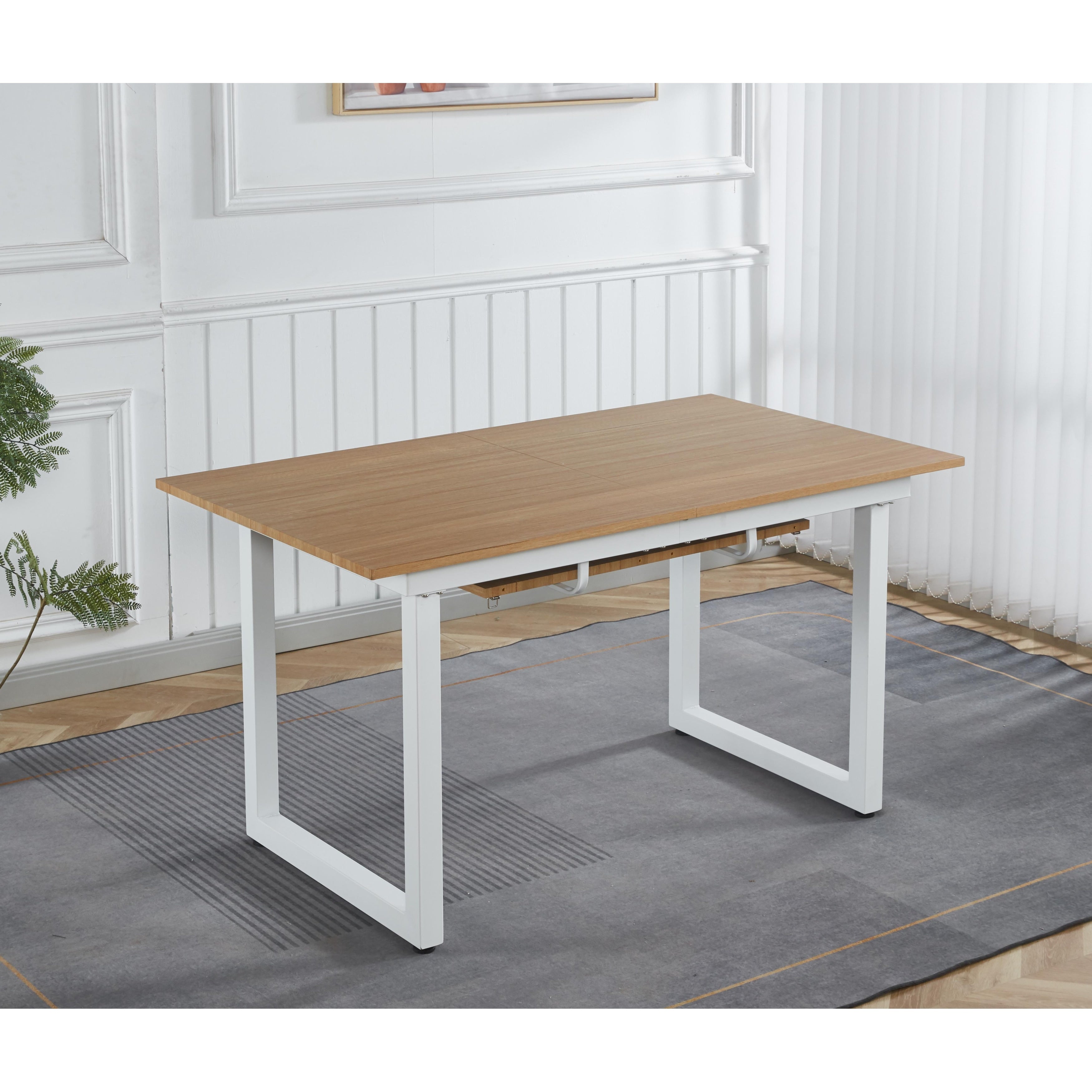 Extendable Square Dining Table For 6 8 Person Kitchen Table With Mdf Top Metal Legs Perfect For Garthering Family Party
