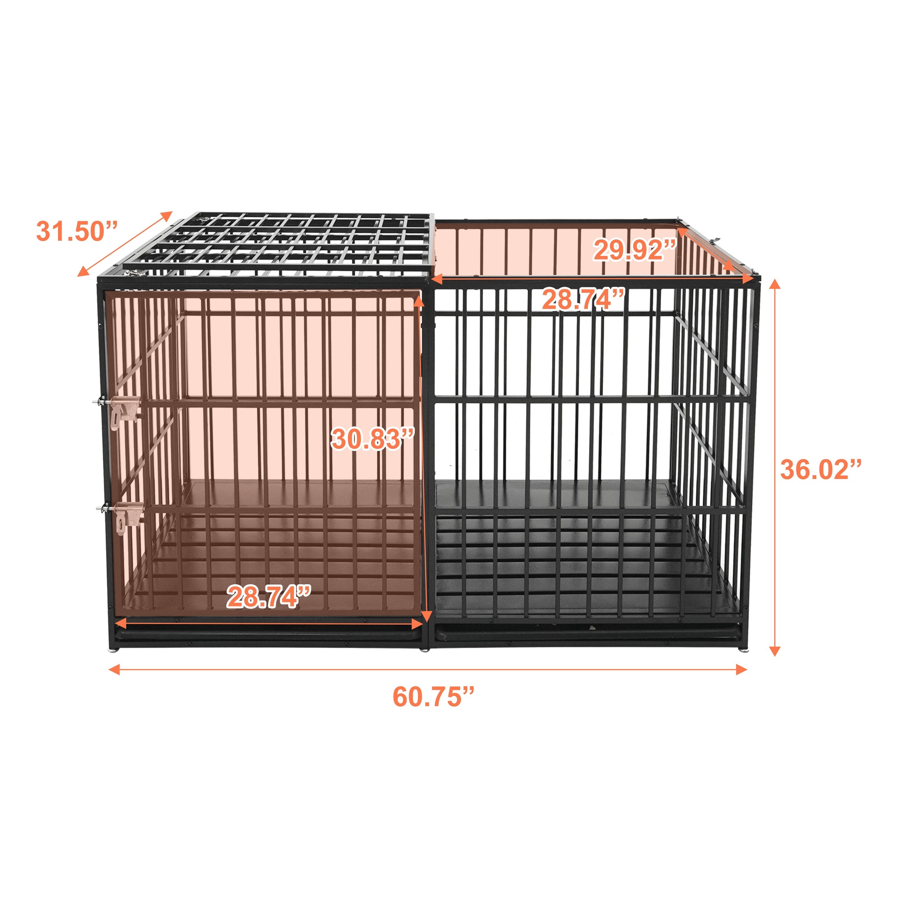 Extra Large Heavy Duty Dog Crate Steel Escape Proof Kennel For Large Dogs Double Door Impact Dog Crates With Removable Tray