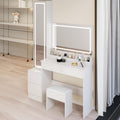 Extra Large Mirror Vanity Table Led Dressing Mirror Cabinet Cushioned Stool Large Led Mirror Multi Layer High Capacity Storage