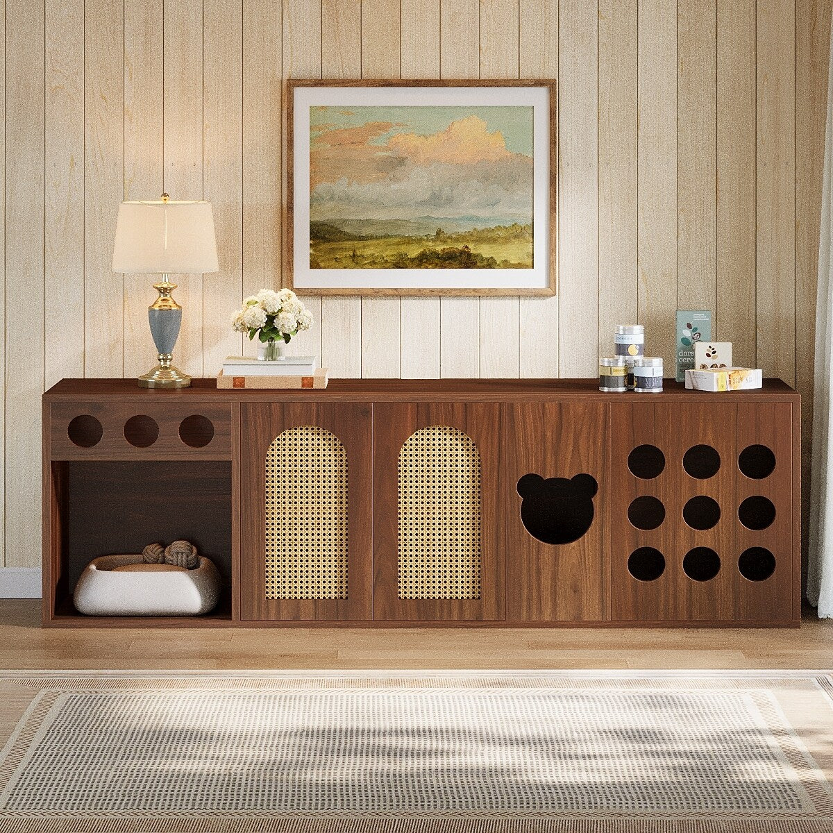Extra Large Tv Stand 70.9 Tv Console Cabinet For 70 75 80 Inch Tv Entertainment Center With Storage Cabinets For Living Room