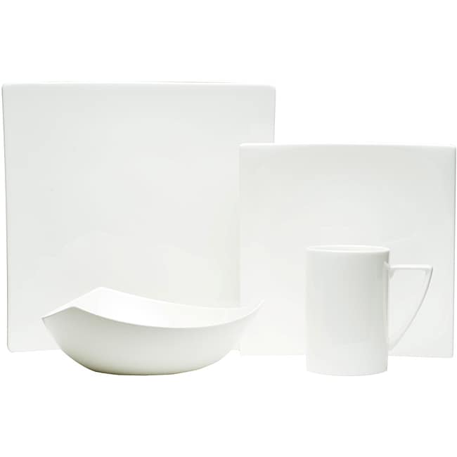 Extreme White Square 4Pc. Dinnerware Set