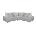 Ezo 3Pc Modular Sectional Sofa Set 6 Pillows White Ribbed Polyester