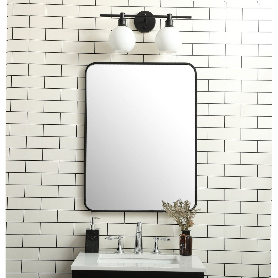 Ezra Soft Corner Metal Rectangular Mirror