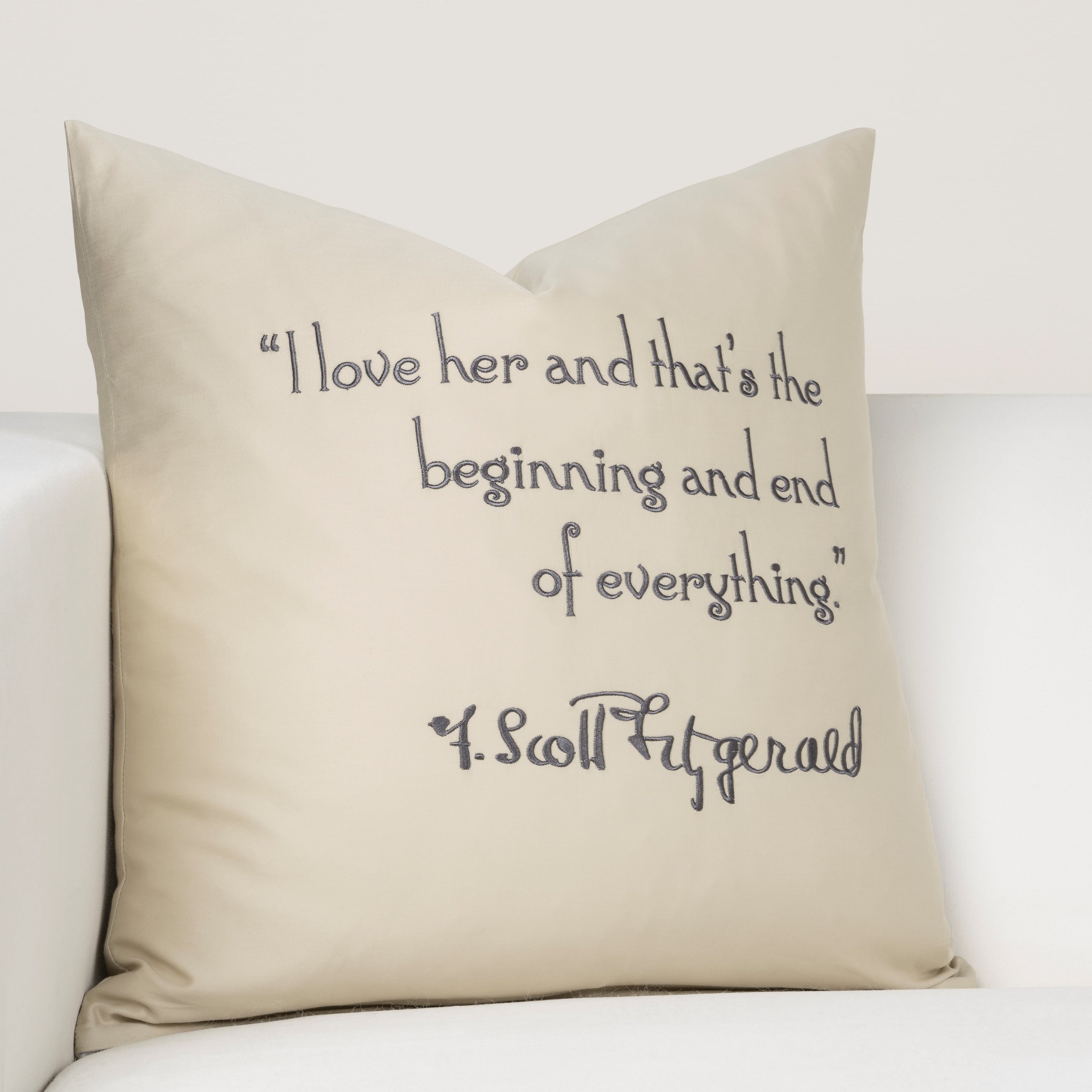 F Scott Fitzgerald 18 Inch Embroidered Throw Pillow