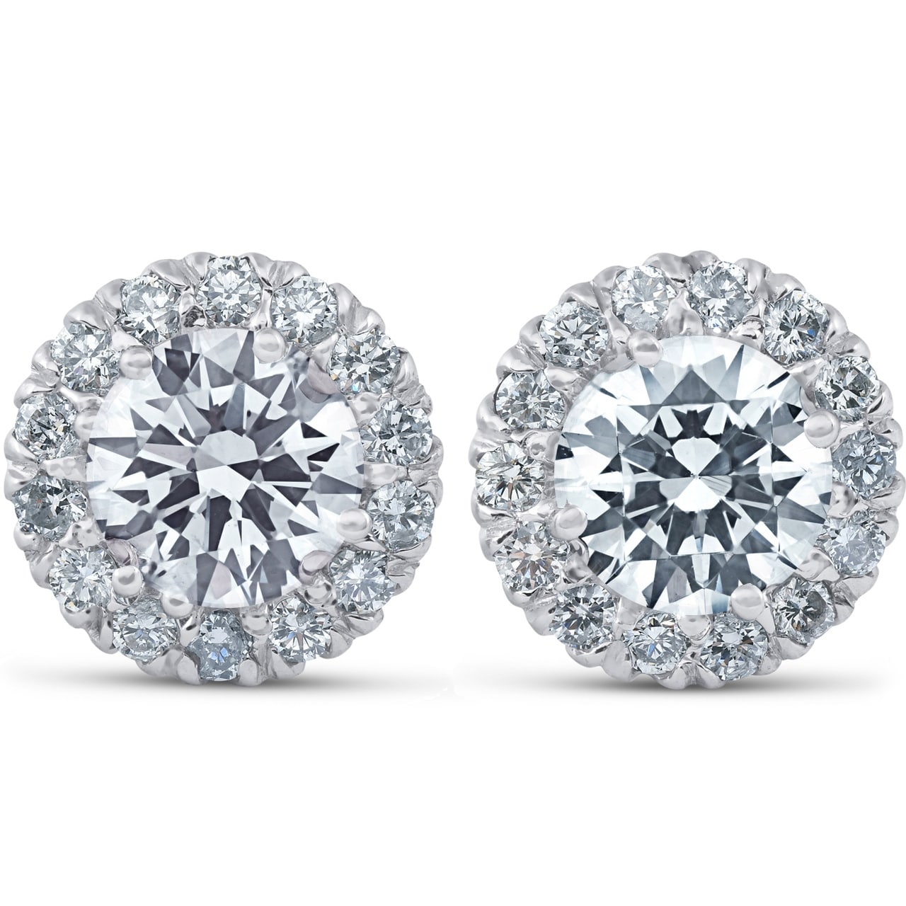 Bliss 14K White Gold 2 5 8 Ct Tdw Halo Diamond Studs Clarity Enhanced 14K White Gold