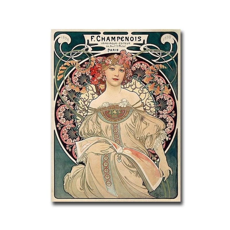 F. Champenois Imprimeur Editeur By Alphonse Mucha Gallery Wrapped Canvas Giclee Art 32 In X 24 In Ready To Hang