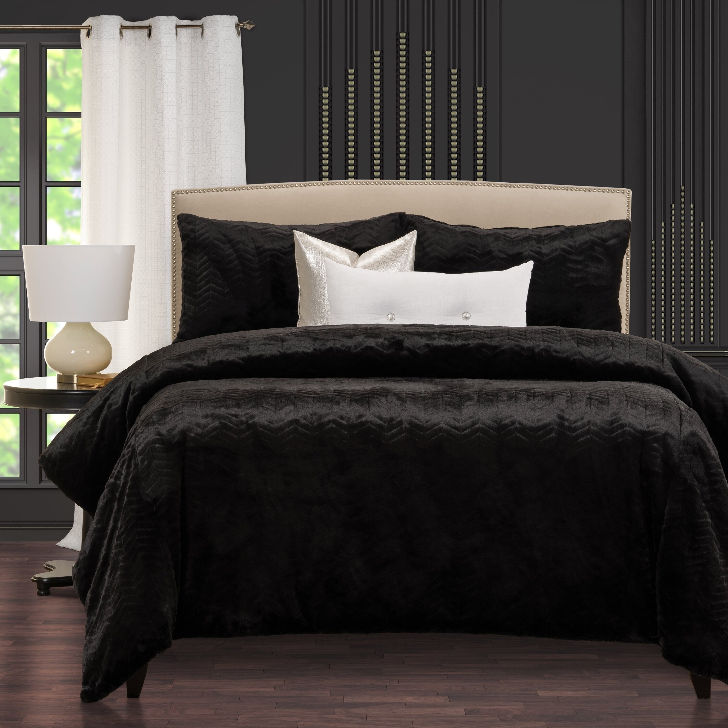 Silver Orchid Bert Twin 5 Piece Faux Fur Duvet Set