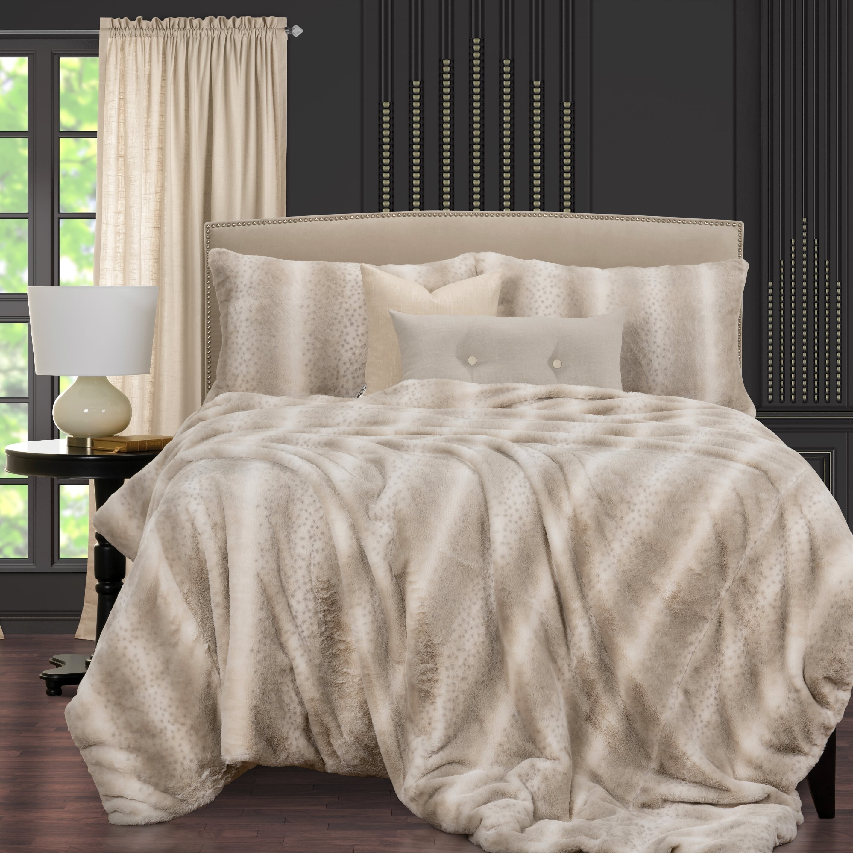 Silver Orchid Bernard Leopard Print Twin 5 Piece Faux Fur Duvet Set