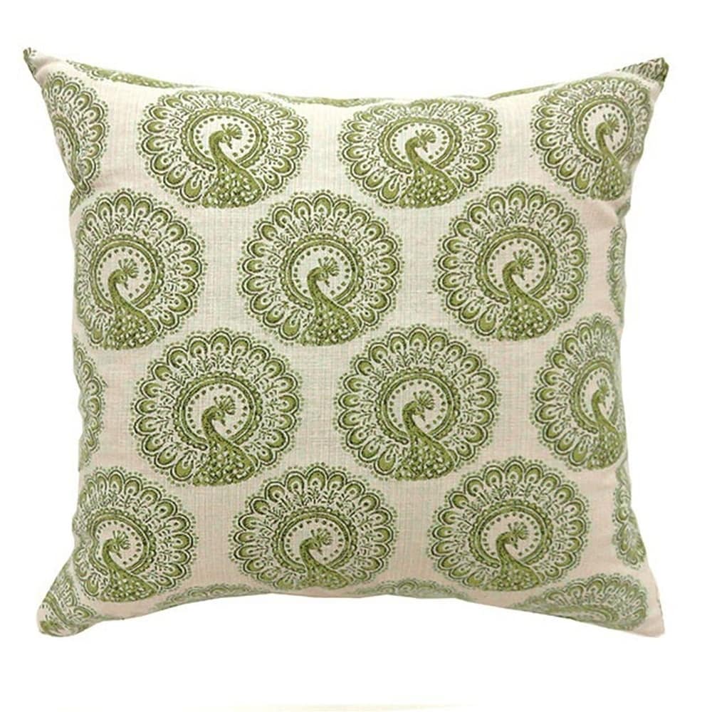 Fifi Contemporary Big Pillow Pattern Fabric Green Ivory Set Of 2