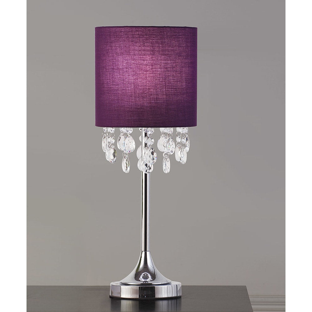 Florence 22 H Crystal Pendants Table Lamp Purple