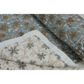 Fabdivine Artisan Handmade 100 Cotton Quilt Brown Green Floral Block Print Reversible Bohemian Bedding For Home