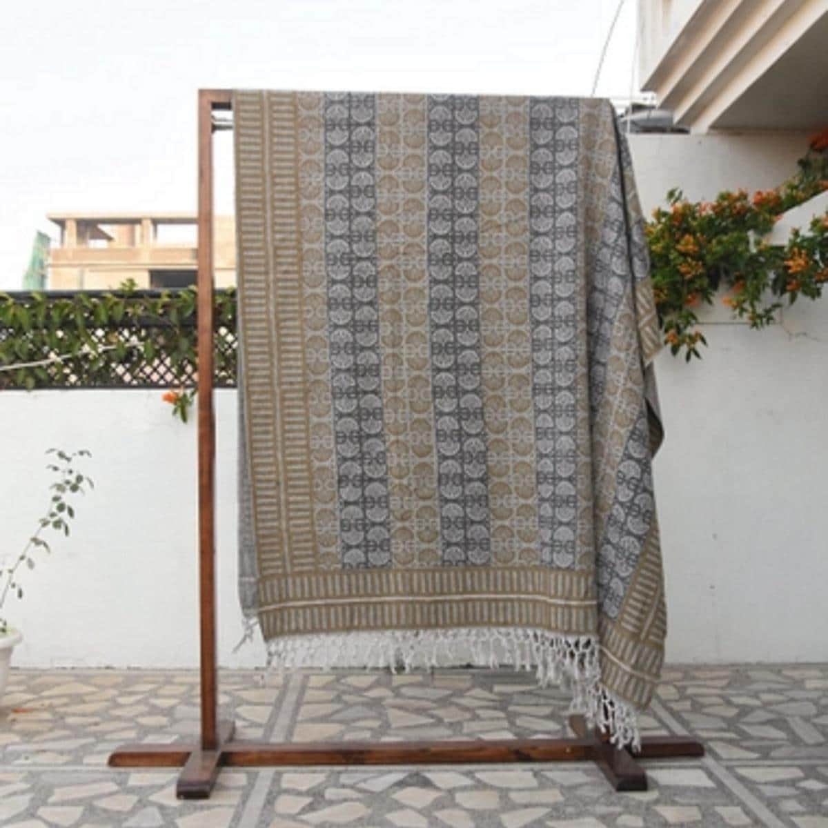 Fabdivine Bijni Handcrafted Block Printed Cotton Throw Retro Hotel Farmhouse Style Decorative Blanket Bed Throw 90 X54