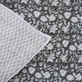 Fabdivine Bohemian Hand Block Print Cotton Quilt Gray White Floral Reversible Ethnic Bedding For Bedroom Manikarnika Tarangni