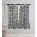 Fabdivine Botanical Floral Print Tab Top Curtains Boho Charcoal Grey Black Window Drapes