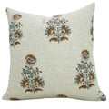Fabdivine Brown Soft Linen Hand Block Floral Print Farmhouse D Cor Cushion Cover