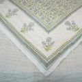 Fabdivine Cotton Quilt Hand Block Printed Vegetable Dye Gray Floral Eco Friendly Reversible Bedspread Natural Dye Bedding