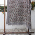 Fabdivine Floral Madhubala Handwoven Cotton Blanket Traditional Hand Block Print Throw With Artisan Tassels 90 X54