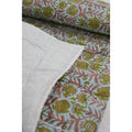 Fabdivine Hand Block Print Eco Friendly Cotton Quilt Jaipuri Jaal Green Brown Decorative Cotton Bedspread For Home Bedroom