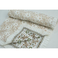 Fabdivine Handcrafted Cotton Quilt Brown Green Floral Heritage Inspired Textile Reversible Statement Bed Layer For Home D Cor
