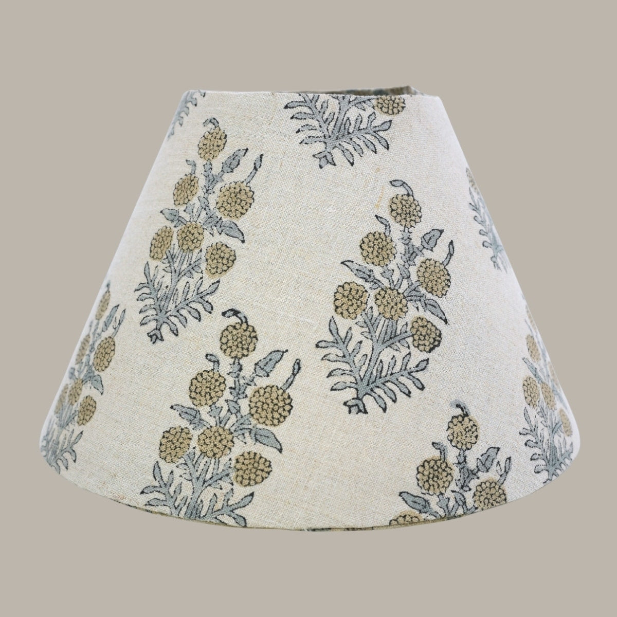 Fabdivine Hjara Handmade Linen Blend Boho Block Print Lampshade Traditional Artisan Table Lamp For Bedroom Accent