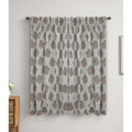 Fabdivine Handmade Linen Pleated Curtains Gray Brown Floral Block Print
