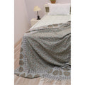Fabdivine Himachal Handmade Cotton Throw Blanket Floral Block Print Decorative Blanket For Home Decor With Fringe 90 X54
