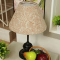 Fabdivine Jarul Handmade Brown Indian Pure Linen Block Print Lampshade Minimal Boho Table Lamp Farmhouse Decorative Lighting