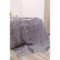 Fabdivine Kamal Dutta Handwoven Cotton Throw Blanket Floral Block Print Cozy Sofa Bed Accent With Natural Fringe 90 X54
