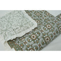 Fabdivine Luxury Hand Block Print Cotton Quilt Floral Boho Bedding For Bedroom Sofa Green White Handmade Reversible Bedspread