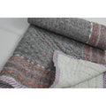 Fabdivine Luxury Hand Block Print Cotton Quilt Floral Boho Bedding For Bedroom Sofa Pink Brown Handmade Reversible Bedspread