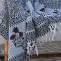 Fabdivine Meraki Handcrafted Cotton Bed Throw Traditional Block Print Blanket For Bedroom Living Spaces With Fringe 90 X54