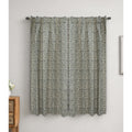 Fabdivine Qudrat Gray Blue Linen Block Print Curtains Handmade Pleated Light Filtering Window Drapes
