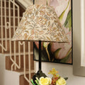 Fabdivine Qudrat Handmade Pure Linen Lampshade Indian Ethnic Floral Block Print Boho Table Lamp For Stylish Home Decor
