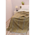 Fabdivine Titlee Handwoven Cotton Blanket Natural Block Print Throw For Home Decor Bedroomwith Artisan Tassels 90 X54