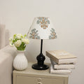 Fabdivine Vintage Swedesh Handmade Floral Block Print Linen Lampshade Rustic Indian Table Lamp For Living Room Home D Cor