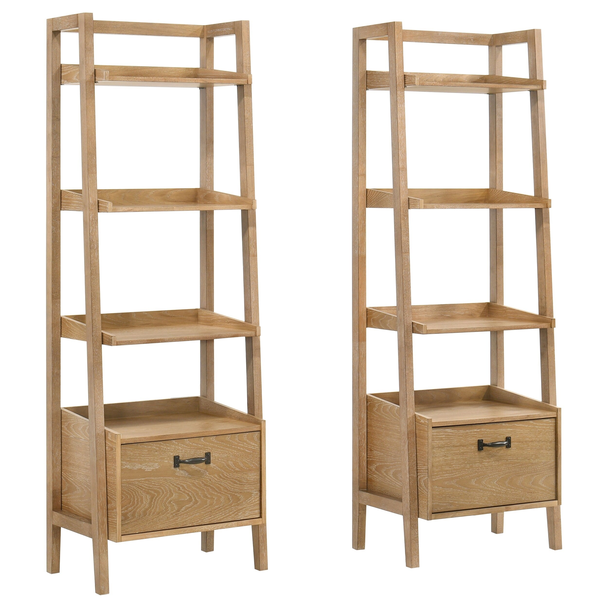 Fabian 2 Piece 3 Shelf Bookshelf With Drawer Distressed Light Brown