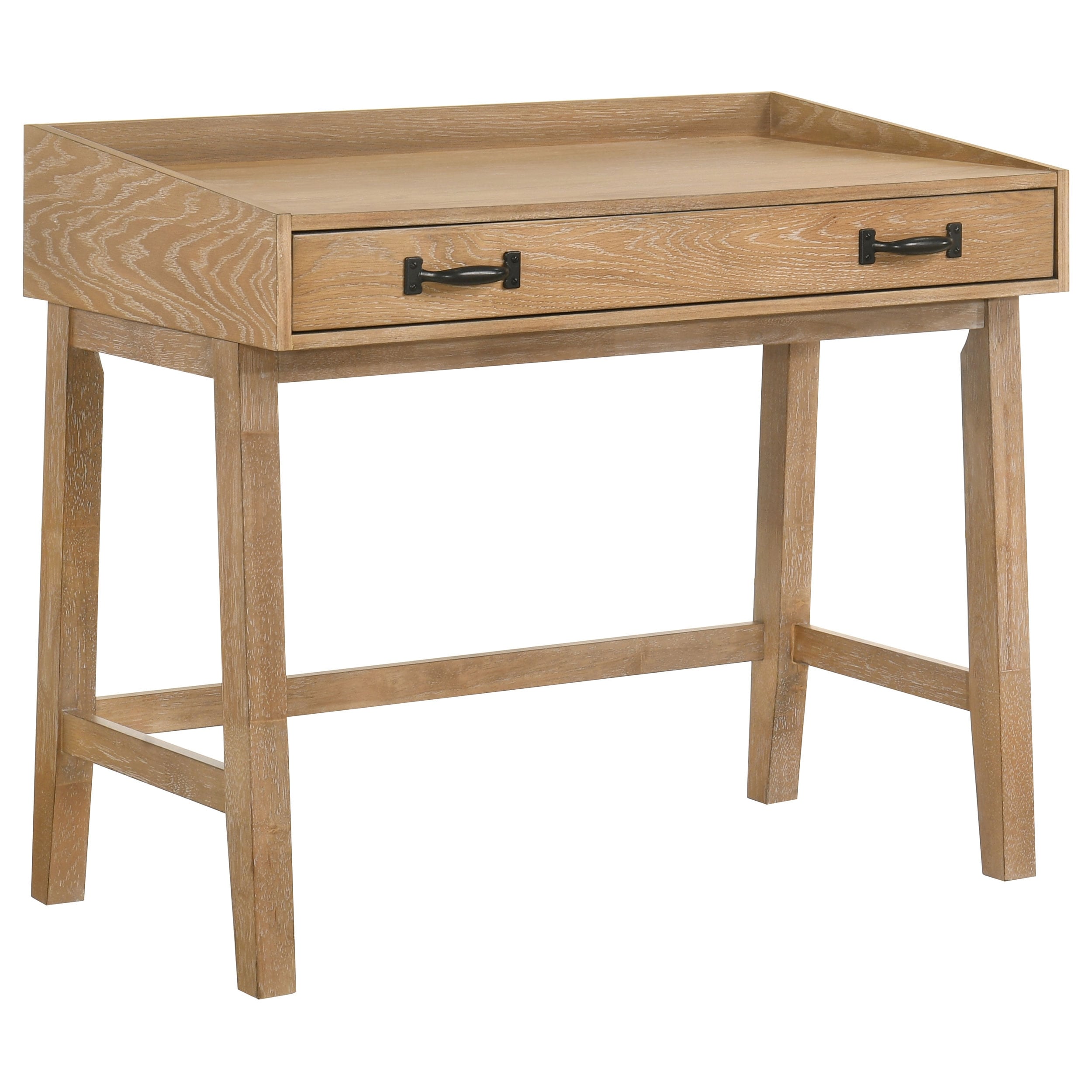 Fabian 38 Inch Computer Desk With Keyboard Drawer Distressed Light Brown