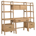 Fabian 4 Piece Computer Desk And Bookshelf Set Distressed Light Brown