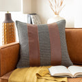 Fabiola Leather Striped Modern 20 Inch Throw Pillow