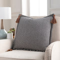 Fabiola Leather Tassels Modern 20 Inch Lumbar Throw Pillow
