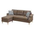 Fabric 2 Piece Sectional Sofa With Round Tapered Legs Brown