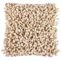 Fabric Accent Pillow With Shaggy Details Cream